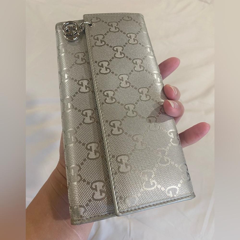GUCCI 🤑 beauty large Wallet silver AUTHENTIC excellent condition